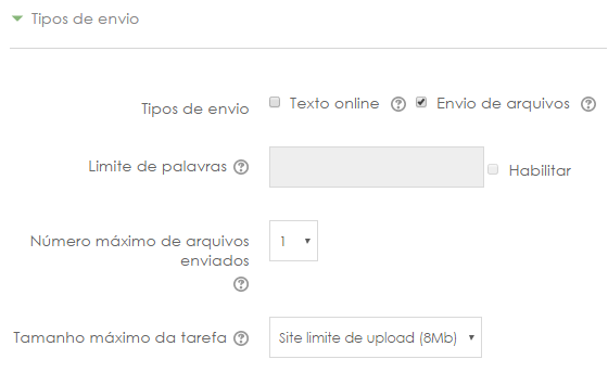 Adicionando tarefa - Tipos de envio.png